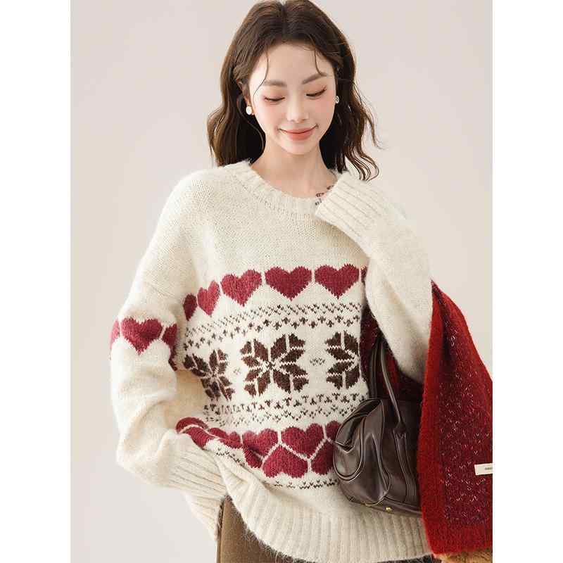 春 コーデ レディース ファッション オシャレ カワイイ シンプル きれいめ ナチュラル 上品カジュアル 婦人服 ハイエンド アプリコット ラウンドネック プルオーバー セーター ゆったり スリムトップス 長袖