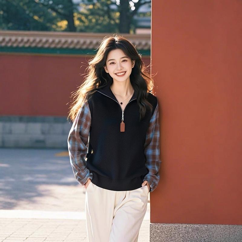 Rakuten - 春 コーデ レディース ファッション オシャレ カワイイ シンプル きれいめ ナチュラル 上品カジュアル 婦人服 フレンチ フェイク ツーピース セーター デイリー トップス