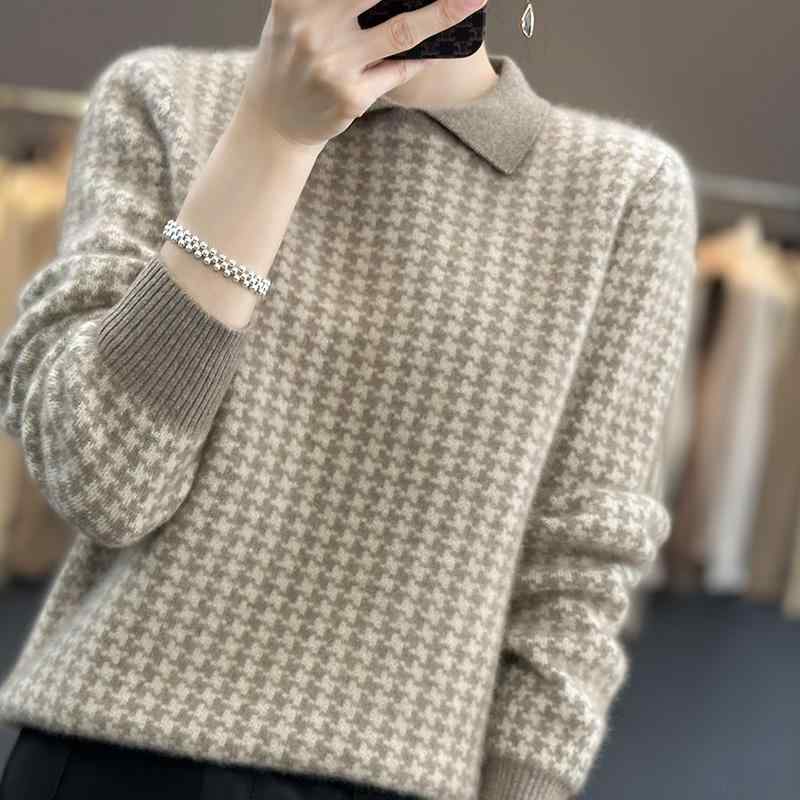春 コーデ レディース ファッション オシャレ カワイイ シンプル きれいめ ナチュラル 上品カジュアル 婦人服 千鳥格子 セーター ニット ウール