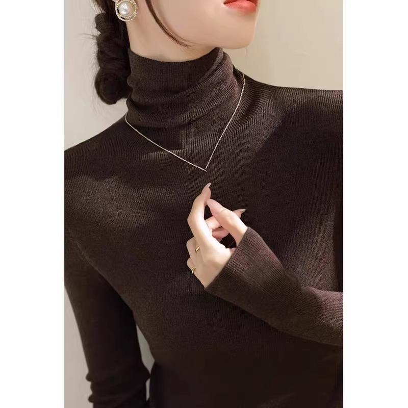 春 コーデ レディース ファッション オシャレ カワイイ シンプル きれいめ ナチュラル 上品カジュアル 婦人服 シャツ スリム フィット ハイネック セーター 長袖 トップス(4)
