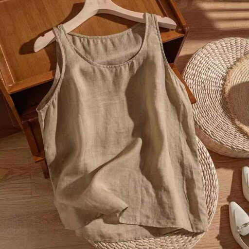 春 コーデ レディース ファッション オシャレ カワイイ シンプル きれいめ ナチュラル 上品カジュアル 婦人服 クラシック 薄手 スリング 夏 ノースリーブ リネン Tシャツ トップス 春 コーデ レディース ファッション オシャレ カワイイ シンプル きれいめ ナチュラル 上品カジュアル 婦人服 クラシック 薄手 スリング 夏 ノースリーブ リネン Tシャツ トップス