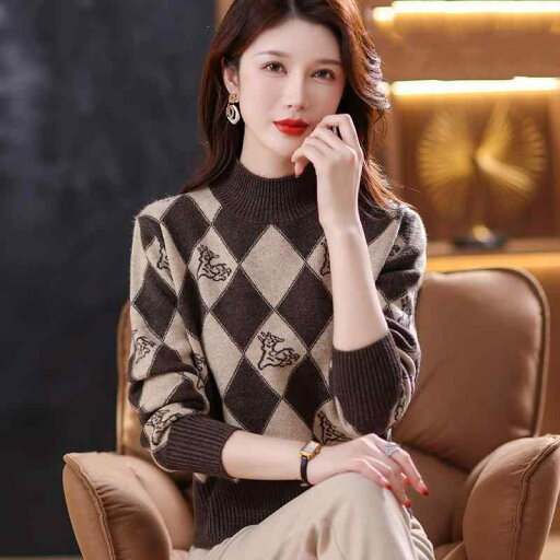春 コーデ レディース ファッション オシャレ カワイイ シンプル きれいめ ナチュラル 上品カジュアル 婦人服 セーター 菱形 ジャカード ニット ボトム ウール 春 コーデ レディース ファッション オシャレ カワイイ シンプル きれいめ ナチュラル 上品カジュアル 婦人服 セーター 菱形 ジャカード ニット ボトム ウール