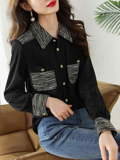 春 コーデ レディース ファッション オシャレ カワイイ シンプル きれいめ ナチュラル 上品カジュアル 婦人服 クラシック ブラック シャツ シフォンシャツ 春 コーデ レディース ファッション オシャレ カワイイ シンプル きれいめ ナチュラル 上品カジュアル 婦人服 クラシック ブラック シャツ シフォンシャツ