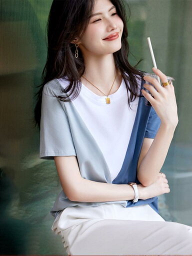 春 コーデ レディース ファッション オシャレ カワイイ シンプル きれいめ ナチュラル 上品カジュアル 婦人服 シンプル 半袖 Tシャツ スリム ラウンドネック コットン トップス 春 コーデ レディース ファッション オシャレ カワイイ シンプル きれいめ ナチュラル 上品カジュアル 婦人服 シンプル 半袖 Tシャツ スリム ラウンドネック コットン トップス