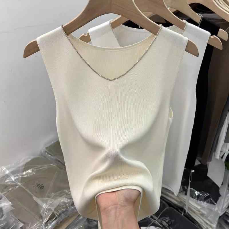 春 コーデ レディース ファッション オシャレ カワイイ シンプル きれいめ ナチュラル 上品カジュアル 婦人服 Vネックノースリーブ ベスト セクシー スリム ニット トップス