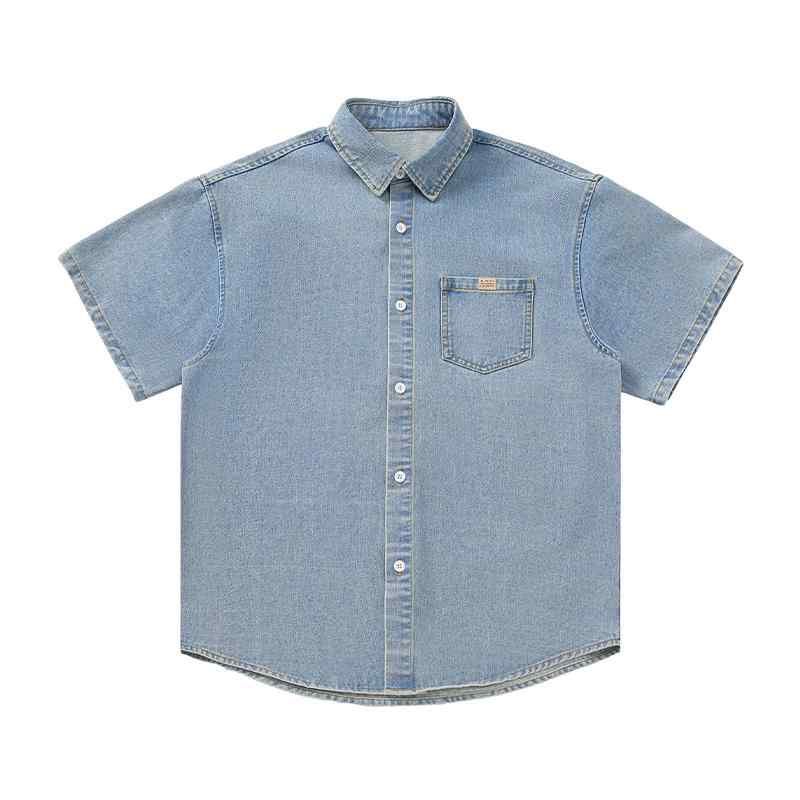 メンズ ファッション 服 用 オシャレ シンプル 大人 かっこいい 大きいサイズ ストリート 紳士服 アメリカン レトロ ウォッシュデニム 半袖 シャツ 夏