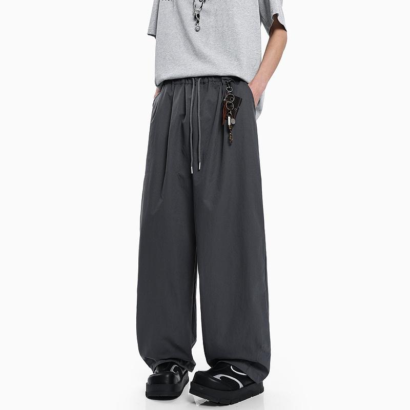 メンズ ファッション 服 用 オシャレ シンプル 大人 かっこいい 大きいサイズ ストリート 紳士服 シンプル 無地 ゆったり ワイドレッグ カジュアル パンツ ゴムウエスト ドローストリング シルエット ストレート ロング