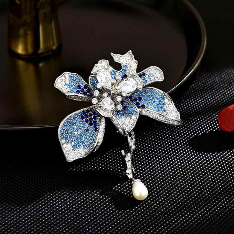 アクセサリー レディース ファッション 小物 上品スタイル コーディネート パーティー アイテム 銅 象嵌 ジルコニア ブローチ 軽量 コサージュ フラワー ピンブローチ バックル