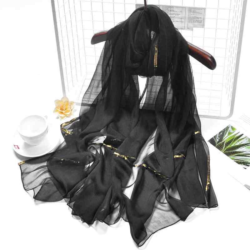 アクセサリー レディース ファッション 小物 上品スタイル コーディネート パーティー アイテム スカーフ 黒 ロング ショール 無地 ガーゼ