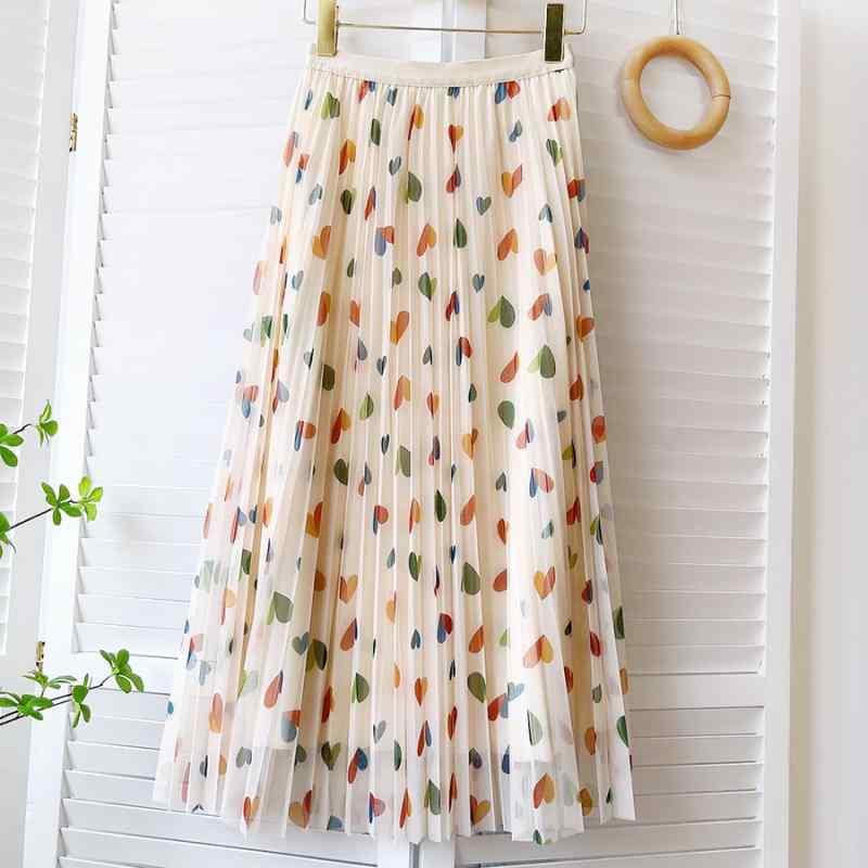 レディース ファッション 服 オシャレ カワイイ 女性用 シンプル プリント ガーゼ スカート プリーツ Aライン