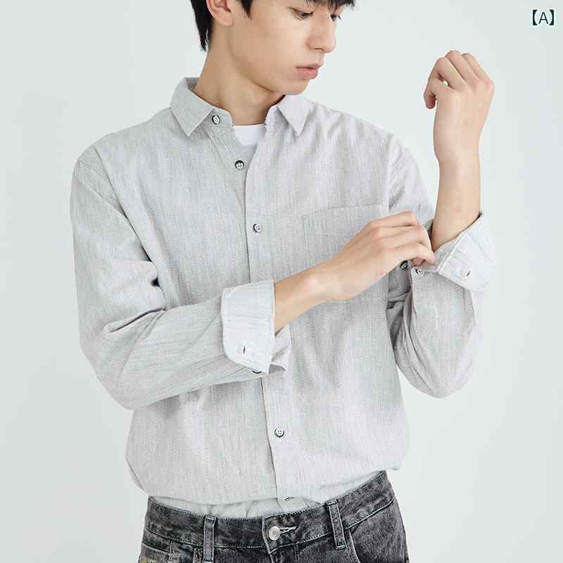 メンズ ファッション 服 男性用 オシャレ シンプル 大人 かっこいい ストリート 無地 シャツ ゆったり ビジネス カジュアル 綿 長袖 ジャケット