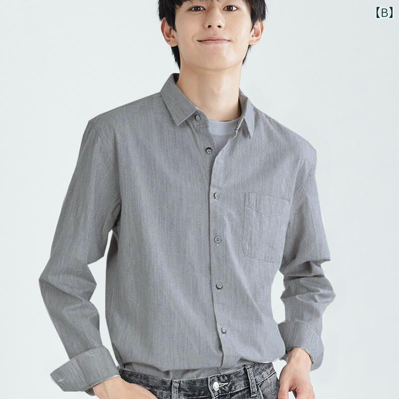 メンズ ファッション 服 男性用 オシャレ シンプル 大人 かっこいい ストリート 無地 シャツ ゆったり ビジネス カジュアル 綿 長袖 ジャケット