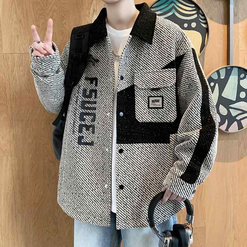 メンズ ファッション 服 男性用 オシャレ シンプル 大人 かっこいい ストリート ジャケット 韓国スタイル カレッジ カラーマッチング ジャケット