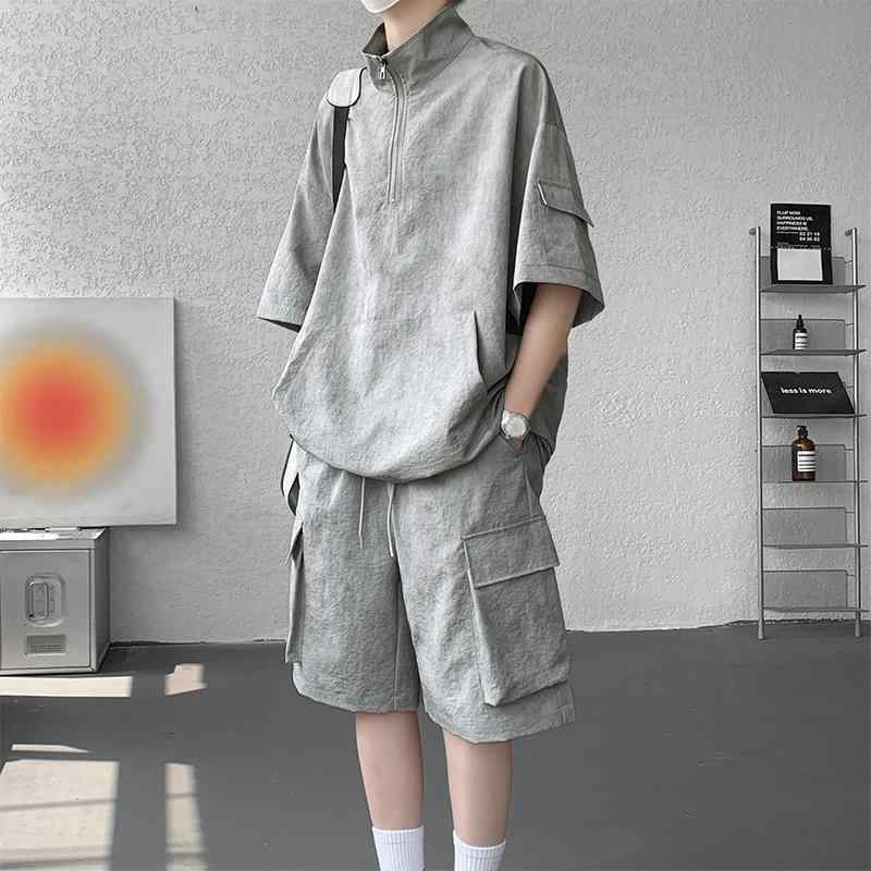 メンズ ファッション 服 男性用 オシャレ シンプル 大人 かっこいい ストリート アメリカン ワークウェア スーツ ゆったり カジュアルウェア 半袖 冷感 スポーツ パンツ