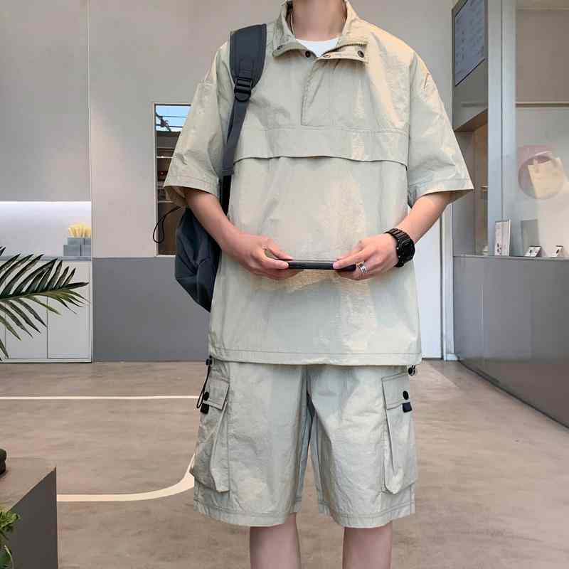 メンズ ファッション 服 男性用 オシャレ シンプル 大人 かっこいい ストリート ワークウェア スーツ 薄手 ゆったり 速乾 半袖 パンツ カジュアル スポーツウェア 冷感
