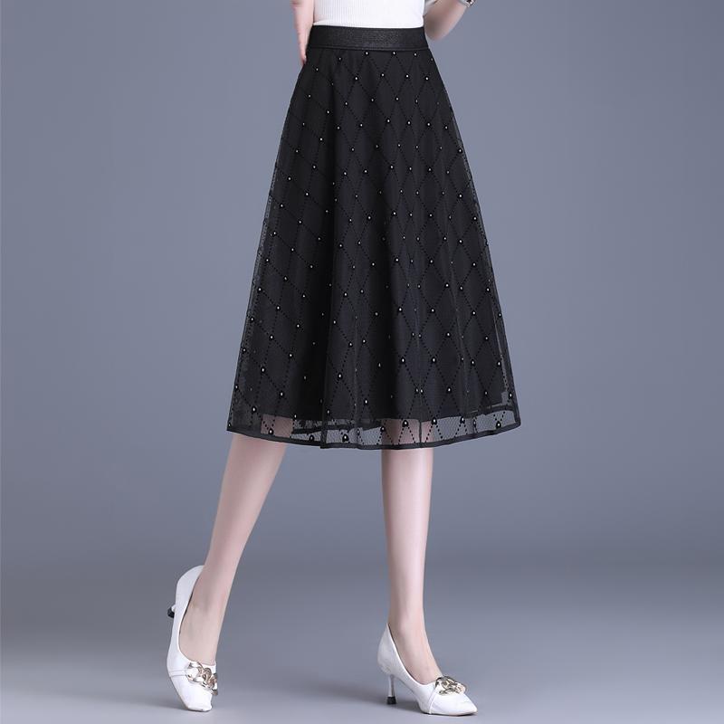 レディース ファッション オシャレ 服 女性用 シンプル 大人カワイイ 婦人服 秋　冬コーデ ウエスト スカート プリーツスカート メッシュ ドレープ Aライン