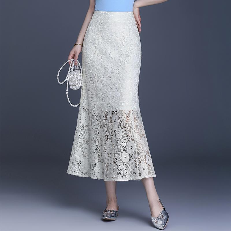 レディース ファッション オシャレ 服 女性用 シンプル 大人カワイイ 婦人服 秋　冬コーデ ホワイト レース スカート フィット フィッ..