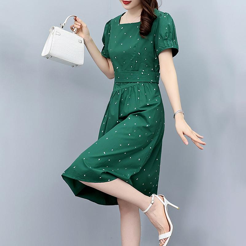 服裝（格鬥技） - 秋コーデ レディース ファッション 女性用 コットン リネン ドレス スタイル ハイエンド スタイリッシュ ウエスト ミドル丈 スカート