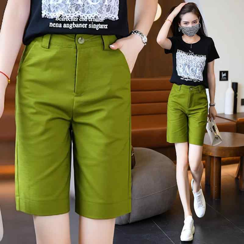 秋コーデ レディース ファッション スーツ パンツ 薄手 ハイウエスト カジュアル ワイドレッグ アウター ストレート 五分丈(4.0)