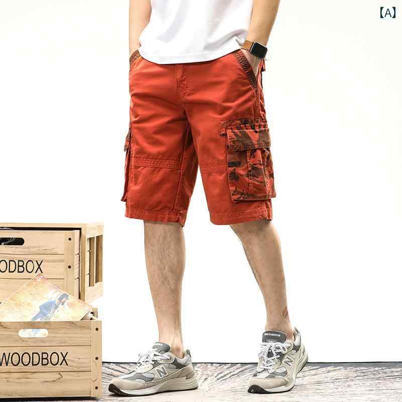 メンズ ファッション 服 男性用 オシャレ シンプル 大人 かっこいい ストリート 薄手 赤 迷彩 ワークパ..