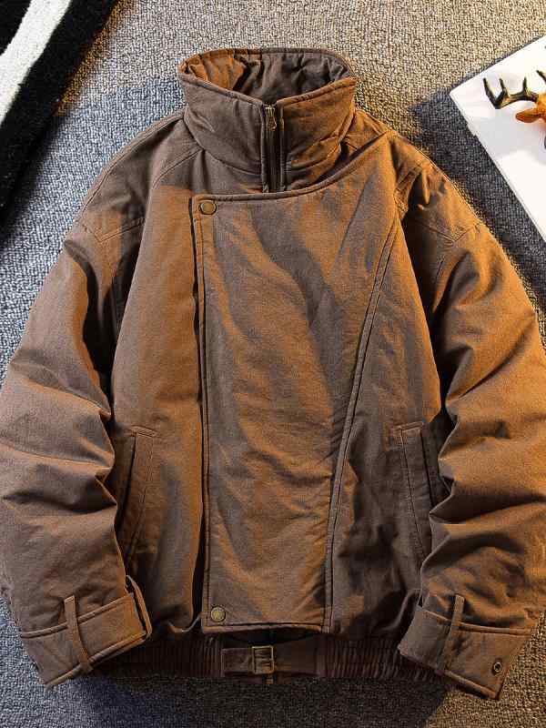 メンズ ファッション 服 男性用 オシャレ シンプル 大人 かっこいい ストリート 紳士服 コットン 斜め襟 スタンドカラー ゆったり 中綿 ジャケット 服
