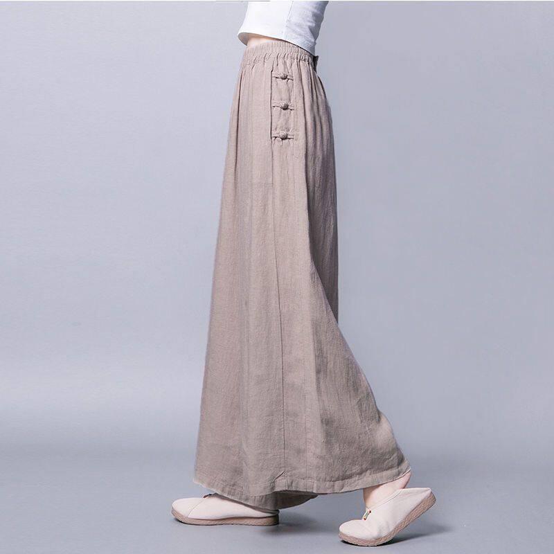 レディーススリミングコットンリネン...