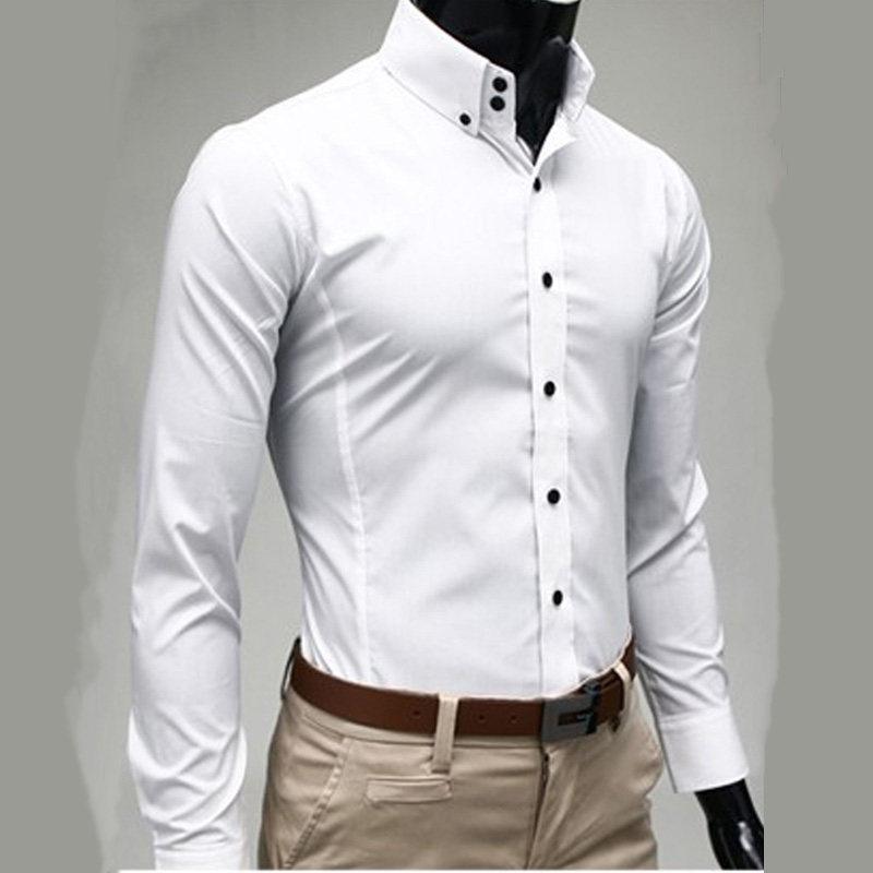 Other Apparel - 春　秋 スタイル 2つボタン スリム フィット シワなりくい 無地 ハイネック メンズ 長袖 ビジネス カジュアル シャツ