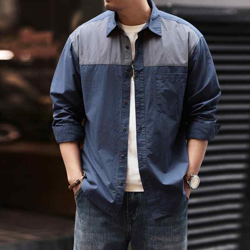 Rakuten - アメリカン レトロ ワーク ウェア シャツ ジャケット メンズ 春　秋 コーデ カラーブロック カジュアル シャツ メンズ 服