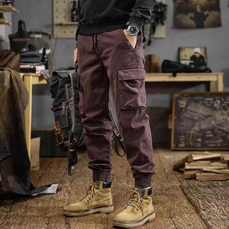 メンズ カーゴ パンツ 春 スタイル スリム フィット ストレート レッグ テーパードレッグ アメリカン 多機能 カジュアル パンツ