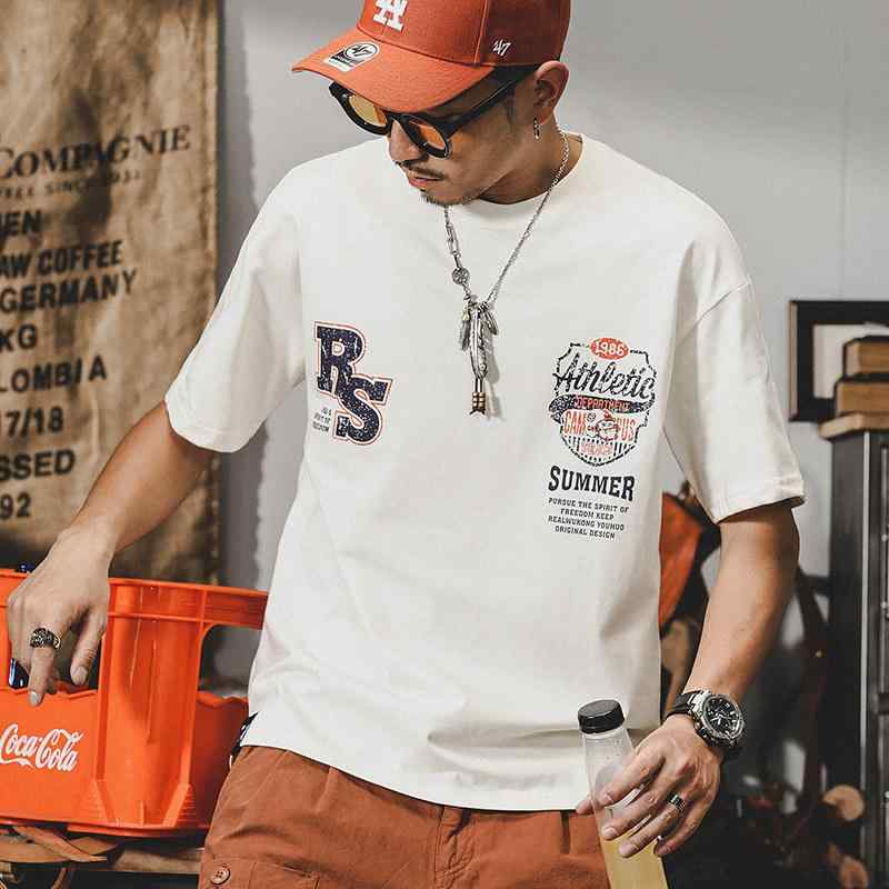 乐天商城 - アメリカン 夏 コーデ Tシャツ メンズ 半袖 コットン Tシャツ メンズ レター プリント