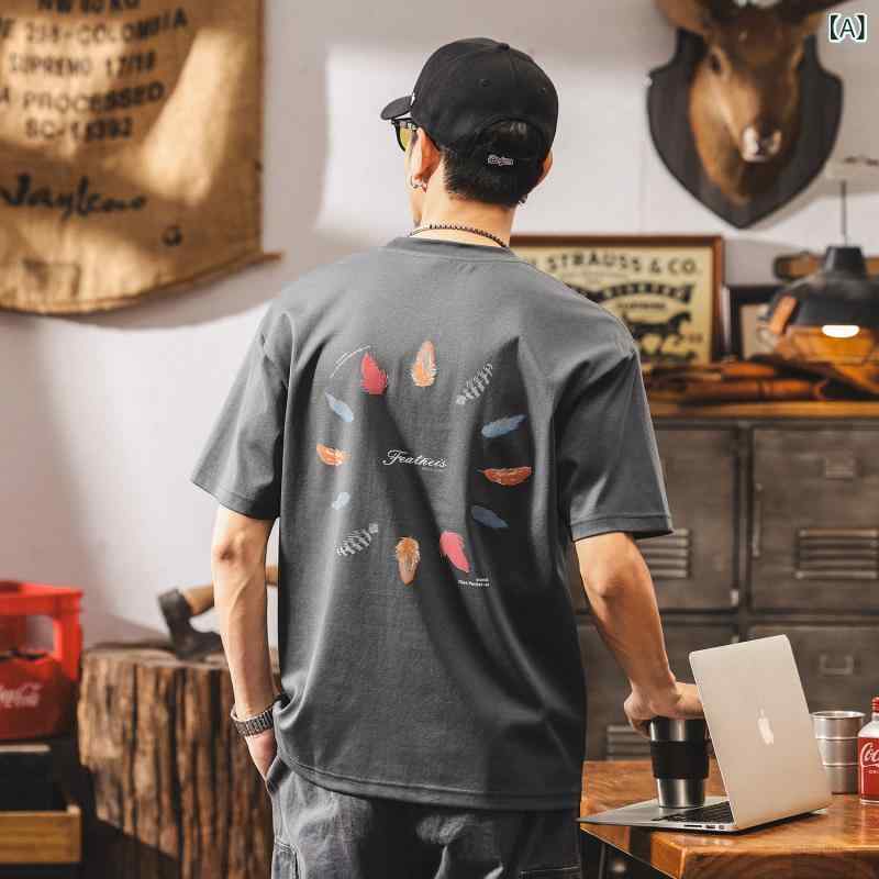 アメリカン レトロ プリント Tシャツ メンズ...の紹介画像2