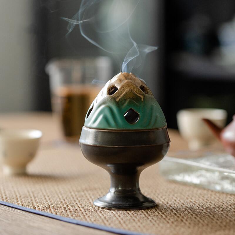 お香道具 単品 セット 現代アジアンテイスト お香立て ブラウン 白檀 家庭用 茶卓