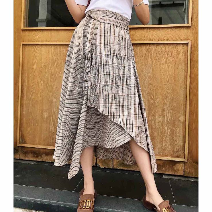 Rakuten - チェック柄アシンメトリースカート ■ スカート すかーと Skirt スカート ミディアム 膝丈 ひざ丈 膝上 ひざ上 膝下 ひざ下
