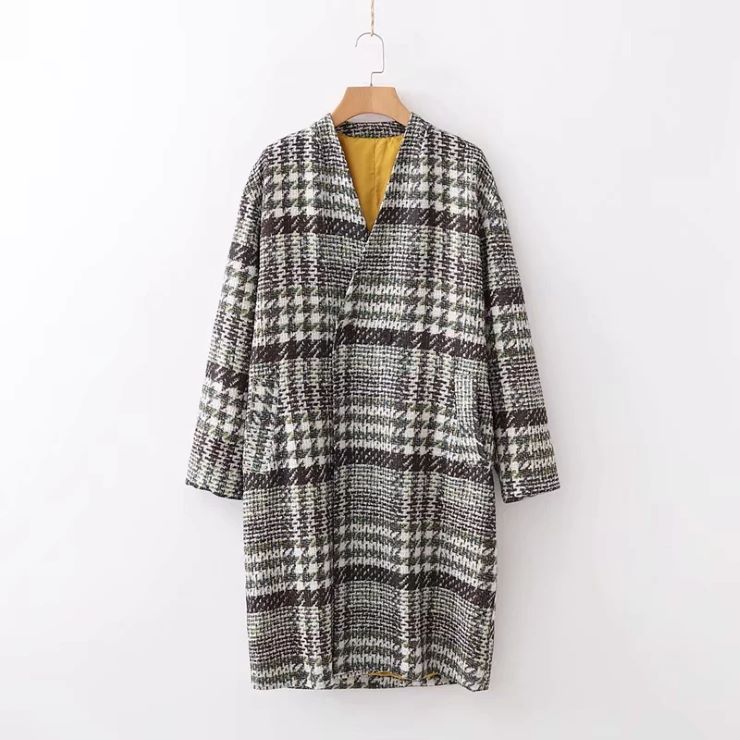 Other - チェック柄ロングコート ■ コート コート ロング ロング丈 レディース 柄物 春 夏 秋 冬