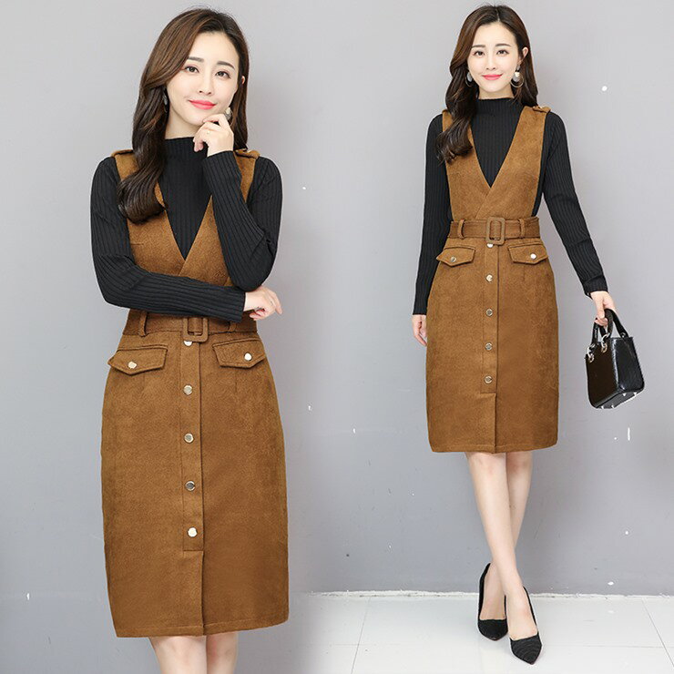 ウエストベルト付きジャンパースカート ■ ワンピース ワンピ 入学式 結婚式 入園式 卒業式 二次会 OL オフィス レディース ミディアム丈 春 夏 秋 冬