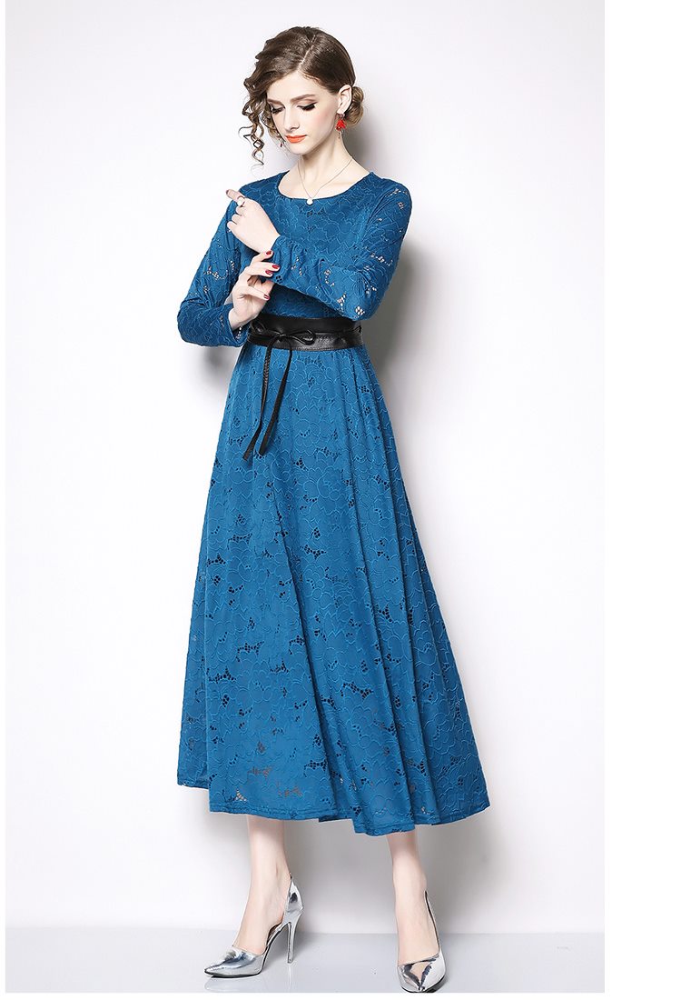 【3,915円クーポン利用で 9/20まで】 ウエストベルト付き総レースワンピース ■ ワンピース ワンピ 入学式 結婚式 入園式 卒業式 二次会 OL オフィス レディース ロング丈 長袖 レース 秋 冬