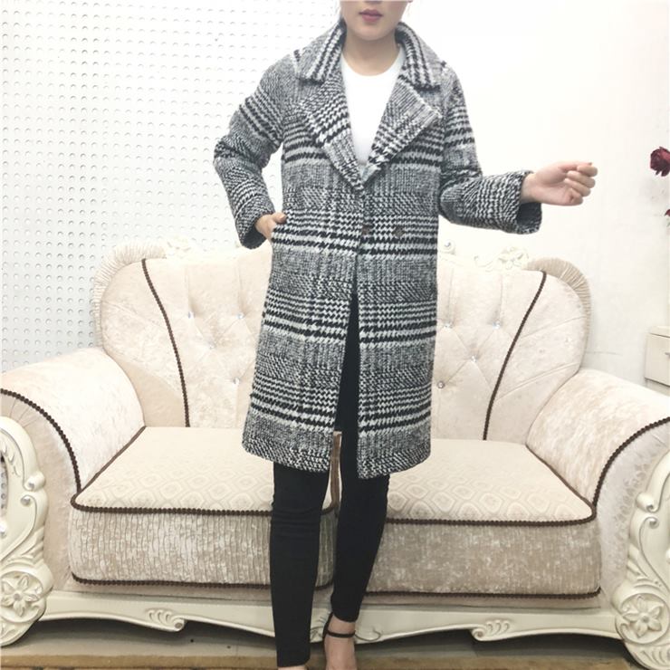 Turn-Down Collar Coat - グレンチェック柄チェスターコート ■ コート コート ロング ロング丈 レディース 柄物 春 夏 秋 冬