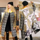 【 送料無料 】【ELF SACK(エルフサック) 】 絵画風プリントチェックロングコート ■ ? レディース 柄物 春 夏 秋 冬 送料込み 【 送料無料 】【ELF SACK(エルフサック) 】 絵画風プリントチェックロングコート ■ ? レディース 柄物 春 夏 秋 冬 送料込み