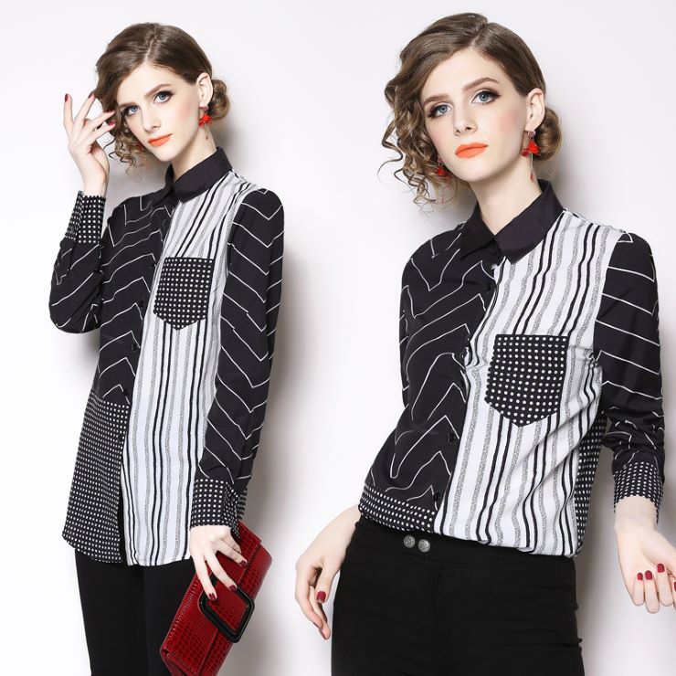 ドット×ストライプシャツ■シャツブ...