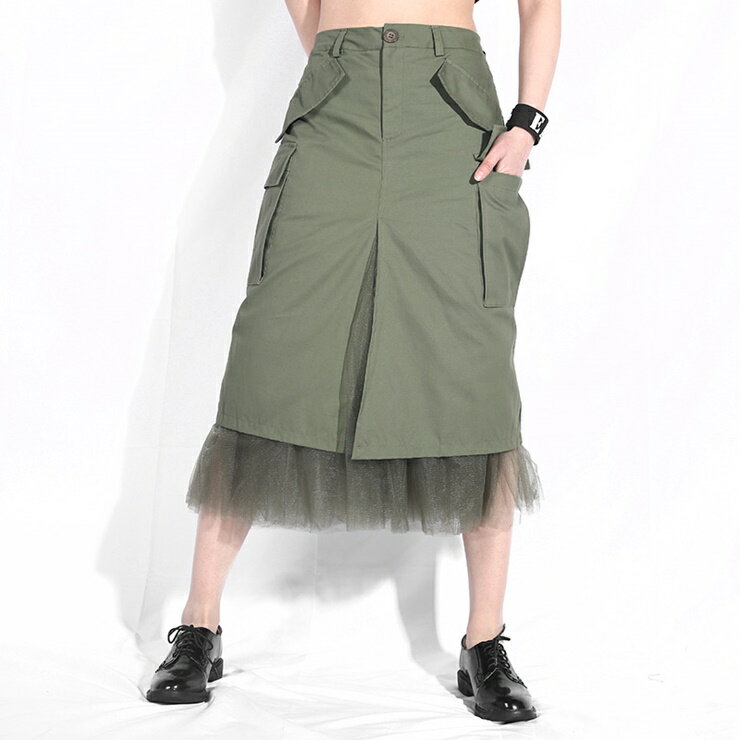 乐天商城 - 裾チュールベイカースカート ■ スカート すかーと Skirt スカート ミディアム 膝丈 ひざ丈 膝上 ひざ上 膝下 ひざ下 レディース 5分丈 ひざ丈 ミディアム丈 春 夏 秋 冬