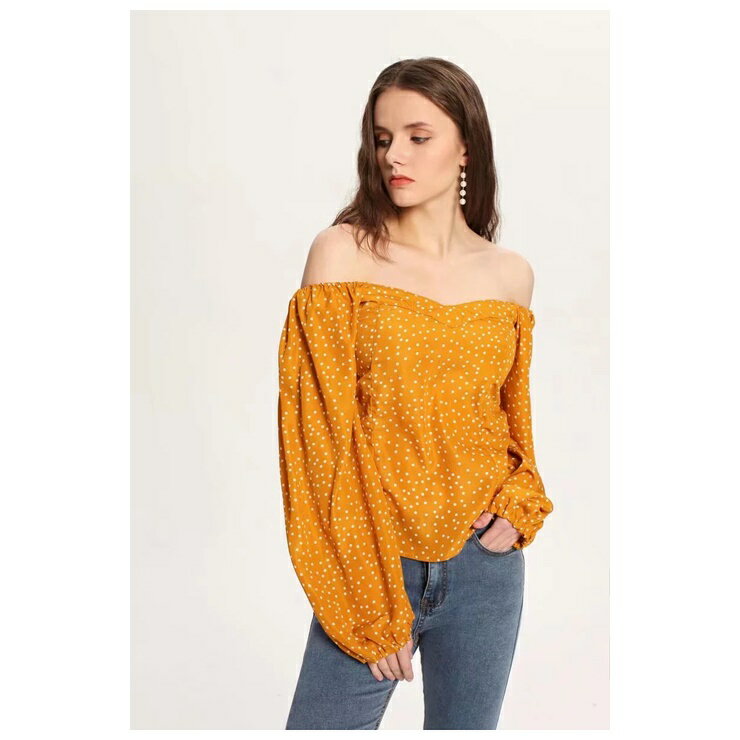 オフショルドットブラウス■ブラウス...