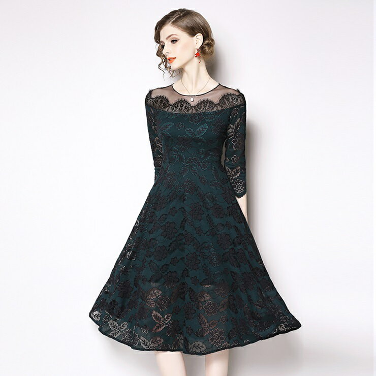 デコルテシアー総レースワンピース ■ パーティードレス ワンピース 結婚式 披露宴 卒業式 入学式 発表会 二次会 フォーマル 20代 30代 40代 大人 レ...