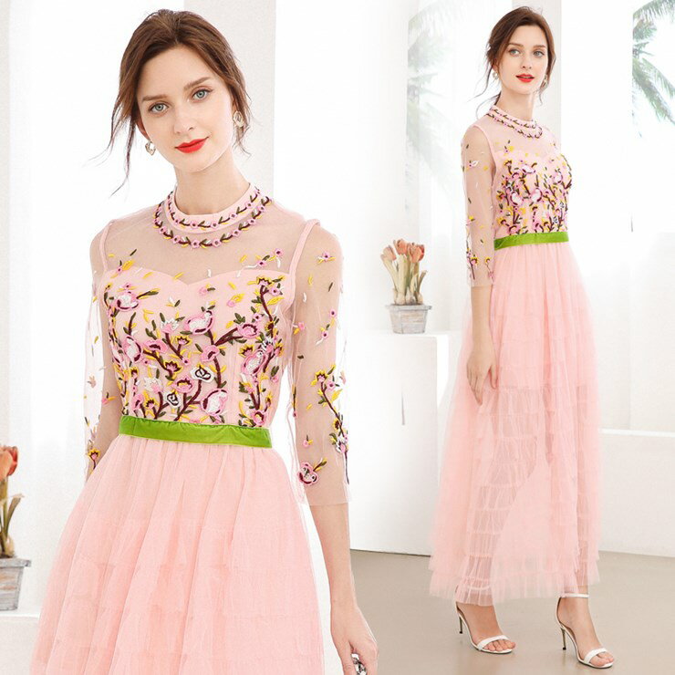 シアースリーブティアードチュールドレス ■ パーティードレス ワンピース 結婚式 披露宴 卒業式 入学式 発表会 二次会 フォーマル 20代 30代 40代 大...