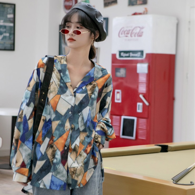 マルチカラーシャツ ■ シャツ ブラウス セレブ オフィス OL トップス 通勤 かわいい 大人 冷房 レディース 春 夏 秋 冬