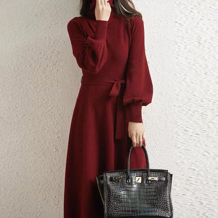 ハイネックロングワンピース ■ ワンピース ワンピ 入学式 結婚式 入園式 卒業式 二次会 OL オフィス レディース ロング丈 長袖 秋 冬