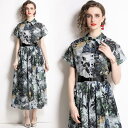 半袖ベルテッドロングシャツワンピース ■ ワンピース ドレス ドレス 二次会 結婚式 大人 上品 入園式 卒業式 入学式 OL レディース 春 夏 秋 冬