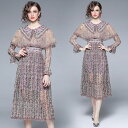 シアーレースドッキングワンピース ■ ワンピース ドレス ドレス 二次会 結婚式 大人 上品 入園式 卒業式 入学式 OL レディース 春 夏 秋 冬