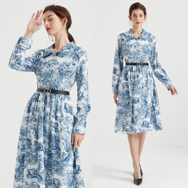 長袖ベルテッド膝丈ワンピース ■ ワンピース 結婚式 ドレス 結婚式 二次会 入園式 卒業式 大人 上品 入学式 OL レディース 春 夏 秋 冬