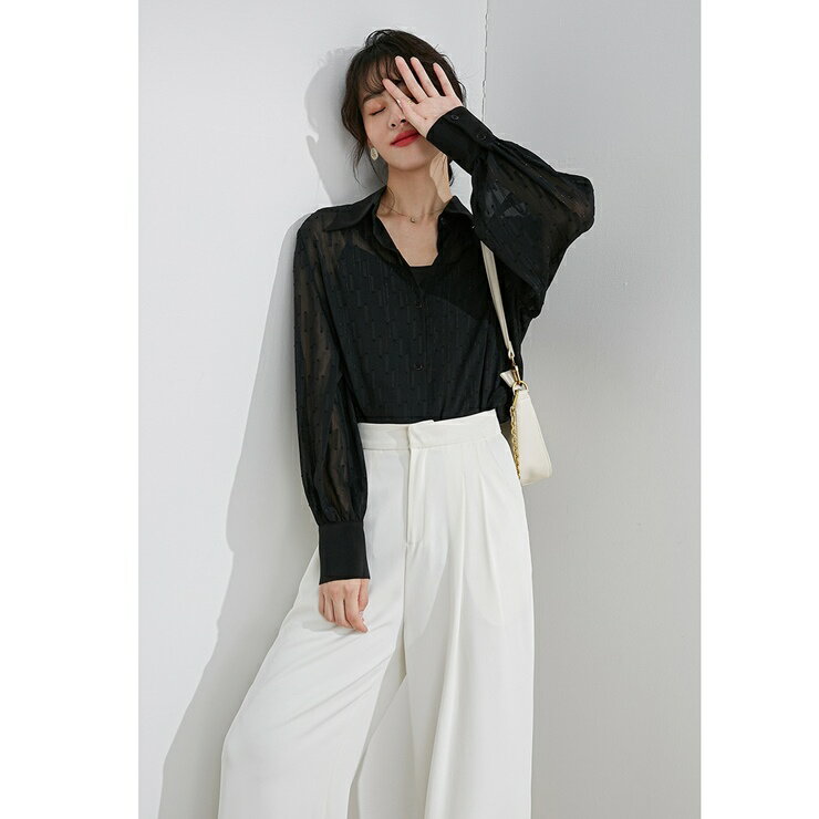 長袖シアーシャツ ■ シャツ ブラウ