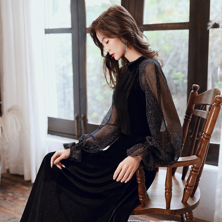 シアースリーブマキシ丈ワンピース ■ ワンピース 結婚式 ドレス 結婚式 二次会 入園式 卒業式 大人 上品 入学式 OL レディース 春 夏 秋 冬